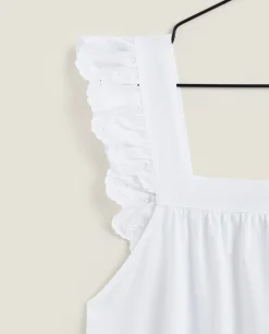 Nightdresses*ZARA Home Nightgown With Ruffles White