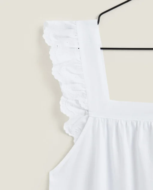 Nightdresses*ZARA Home Nightgown With Ruffles White