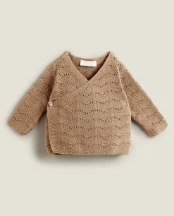 Clothing And Footwear*ZARA Home Openwork Cardigan Brown