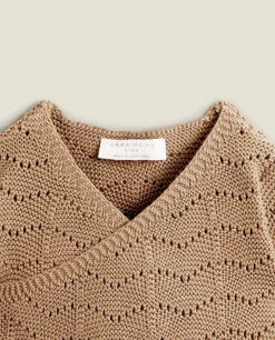 Clothing And Footwear*ZARA Home Openwork Cardigan Brown