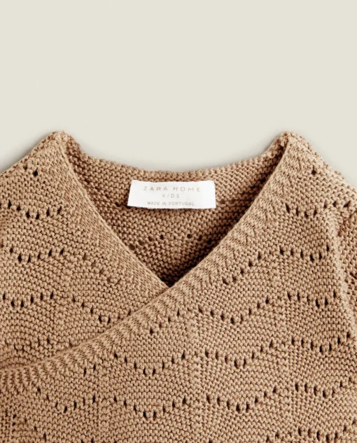 Clothing And Footwear*ZARA Home Openwork Cardigan Brown