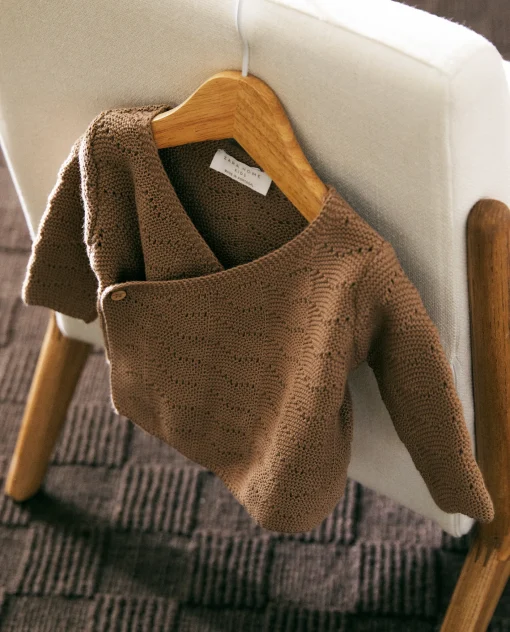 Clothing And Footwear*ZARA Home Openwork Cardigan Brown