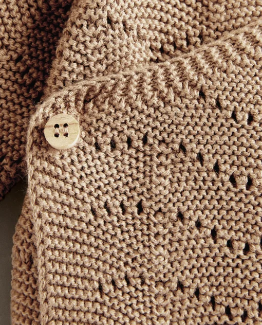 Clothing And Footwear*ZARA Home Openwork Cardigan Brown