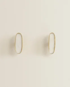 Door Knobs*ZARA Home Oval Marble Door Knob (Pack Of 2) Golden