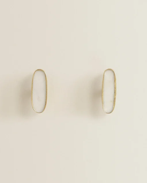 Door Knobs*ZARA Home Oval Marble Door Knob (Pack Of 2) Golden