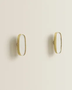 Door Knobs*ZARA Home Oval Marble Door Knob (Pack Of 2) Golden