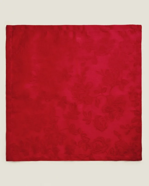 Dining*ZARA Home Pack Of Christmas Floral Jacquard Napkins Red