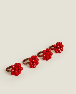 Dining*ZARA Home Pack Of Christmas Sleigh Bell Napkin Rings Red