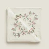 Dining*ZARA Home Pack Of Jacquard Cotton Napkins With Christmas Holly Red