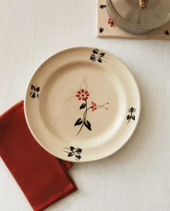 Dinner Plates*ZARA Home Painted Floral Dinner Plate Beige