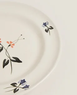 Dinner Plates*ZARA Home Painted Floral Dinner Plate Beige