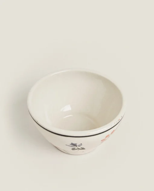 Bowls*ZARA Home Painted Flower Bowl Beige