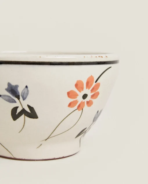 Bowls*ZARA Home Painted Flower Bowl Beige