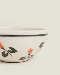 Bowls*ZARA Home Painted Flower Mini Bowl Beige