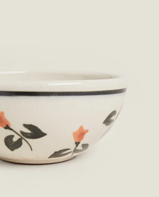 Bowls*ZARA Home Painted Flower Mini Bowl Beige