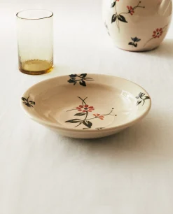 Soup Plates*ZARA Home Painted Flower Soup Plate Beige