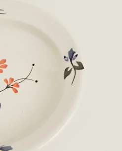 Soup Plates*ZARA Home Painted Flower Soup Plate Beige