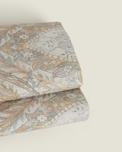 Flat Sheets*ZARA Home Paisley-Print Flat Sheet Grey/Blue