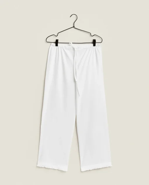 Pajamas*ZARA Home Pants With Lace Trim Hems White