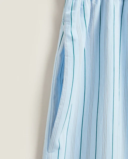 Pajamas*ZARA Home Pants With Thin Stripes Blue