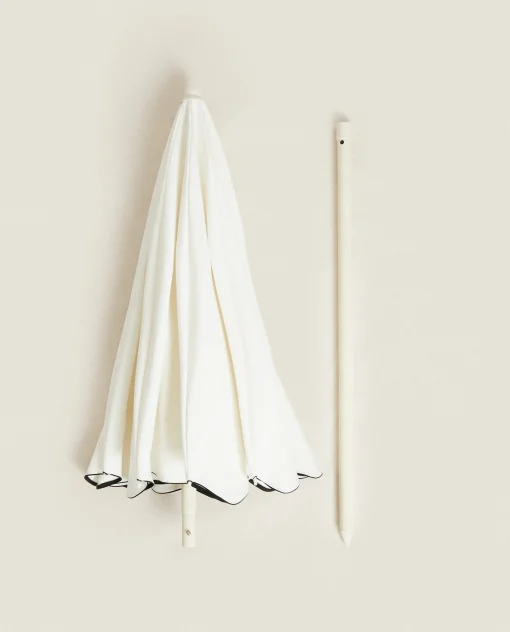 Beachwear*ZARA Home Plain Beach Umbrella (O 63.0") Cream
