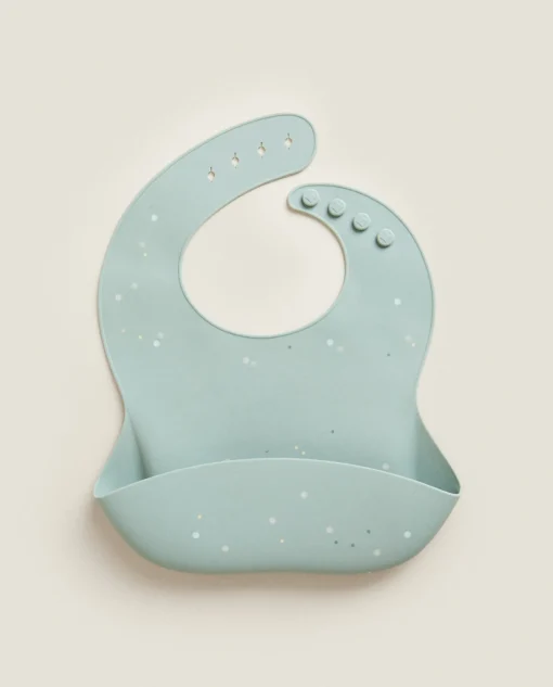 Mealtime*ZARA Home Polka Dot Silicone Bib Green