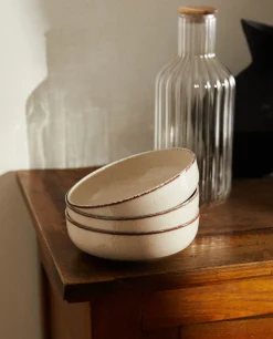 Bowls*ZARA Home Porcelain Bowl With Antique Finish Rim Ecru