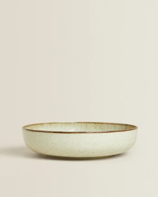 Soup Plates*ZARA Home Porcelain Soup Plate With Antique Finish Rim Green