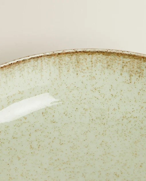 Soup Plates*ZARA Home Porcelain Soup Plate With Antique Finish Rim Green