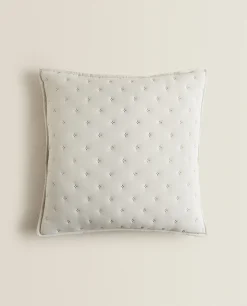 Quilts*ZARA Home Quilted Dotted Throw Pillow Cover Grey