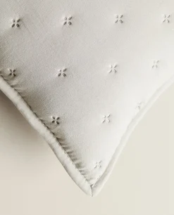 Quilts*ZARA Home Quilted Dotted Throw Pillow Cover Grey
