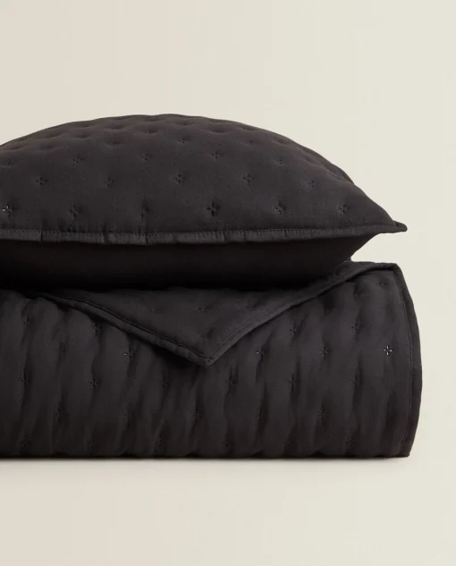 Quilts*ZARA Home Quilted Quilt With Dots Black