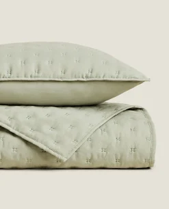 Quilts*ZARA Home Quilted Quilt With Dots Green