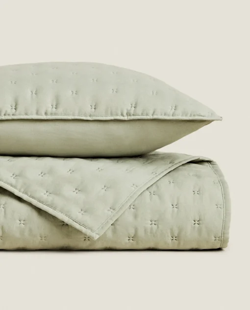 Quilts*ZARA Home Quilted Quilt With Dots Green