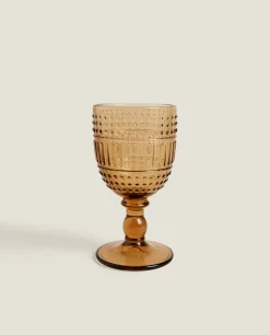 Glasses And Flutes*ZARA Home Raised Design Wine Glass Brown