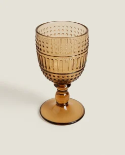 Glasses And Flutes*ZARA Home Raised Design Wine Glass Brown