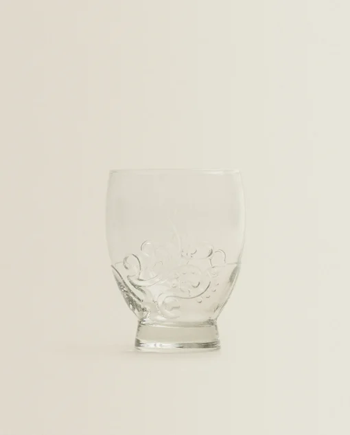 Tumblers*ZARA Home Raised Floral Design Glass Tumbler Transparent