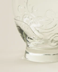 Tumblers*ZARA Home Raised Floral Design Glass Tumbler Transparent