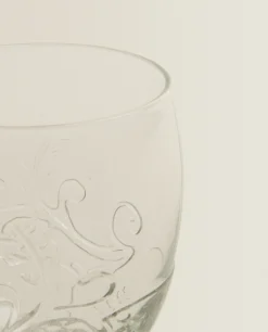 Tumblers*ZARA Home Raised Floral Design Glass Tumbler Transparent