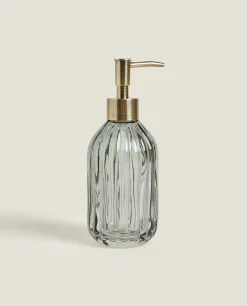 Dispensers*ZARA Home Raised Wavy Design Glass Dispenser Grey