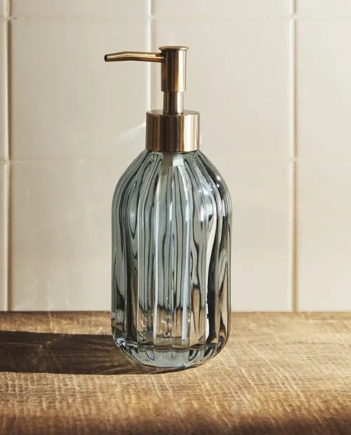 Dispensers*ZARA Home Raised Wavy Design Glass Dispenser Grey