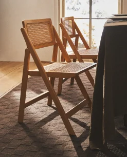 Chairs & Armchairs*ZARA Home Rattan And Wood Folding Chair Natural Colour