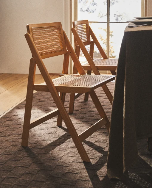 Chairs & Armchairs*ZARA Home Rattan And Wood Folding Chair Natural Colour