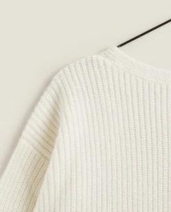 Cashmere*ZARA Home Ribbed Cashmere Sweater Cream
