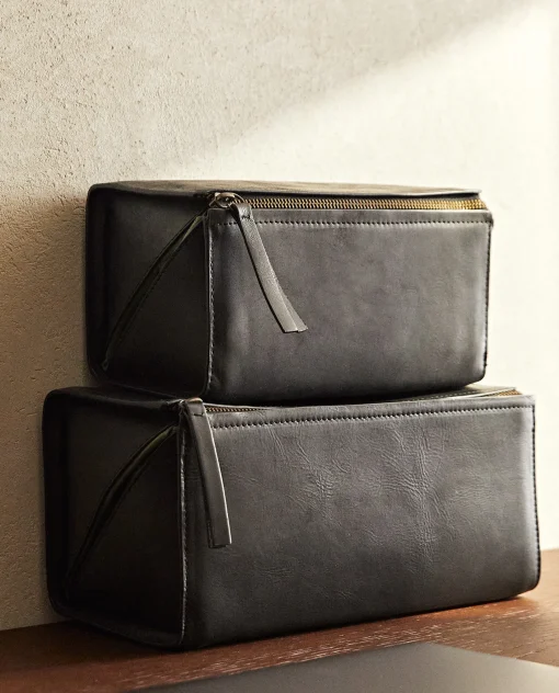 Bags And Toiletry Bags*ZARA Home Rigid Leather Cosmetic Bag 1-040