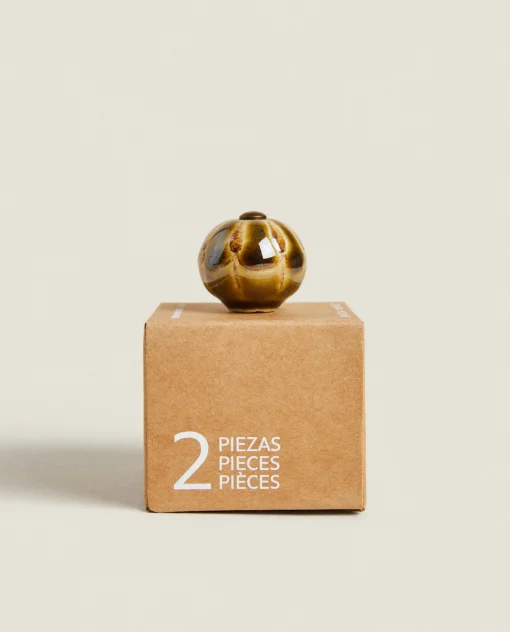 Door Knobs*ZARA Home Round Ceramic Door Knob (Pack Of 2) Green