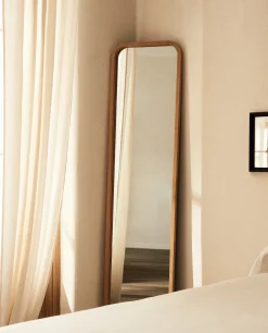 Mirrors*ZARA Home Round Full-Length Mirror With Frame Natural Colour