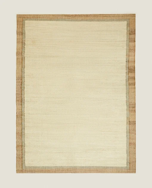 Solid*ZARA Home Rug With Contrast Border Natural Colour