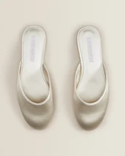 Woman*ZARA Home Sateen Slingback Slippers Beige