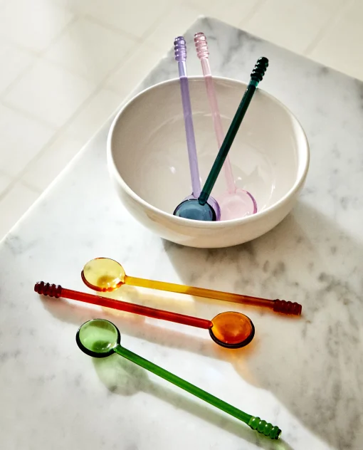 Borosilicate Glass*ZARA Home Set Of Borosilicate Glass Dessert Spoons Green